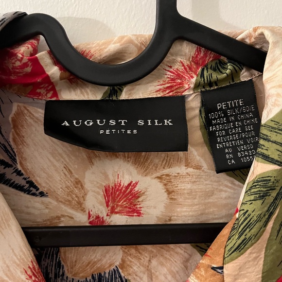 August Silk 100% Silk Floral Tropical Button Down - Picture 3 of 5